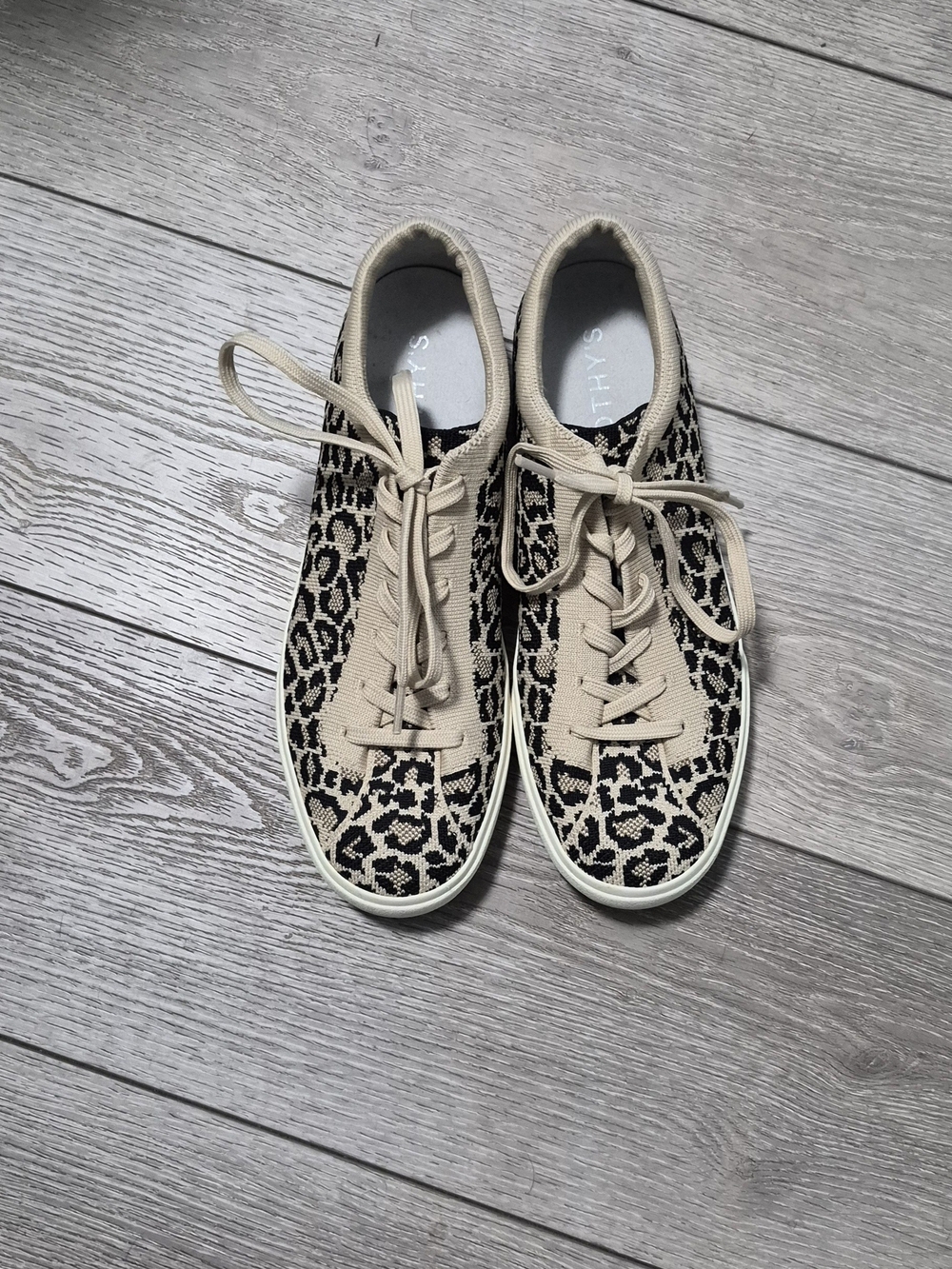Rothy's Women's Sz 10 Leopard Print Canvas Sneaker - Beige/Black